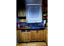 Single handmade kitchen sink black Travertino