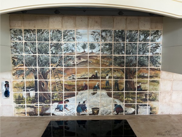 Κουζίνα antique Νεφέλη με πάγκο και πλακάκια τραβερτίνο 