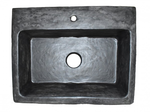 Single handmade kitchen sink black Travertino