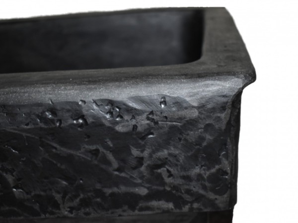 Single handmade kitchen sink black Travertino