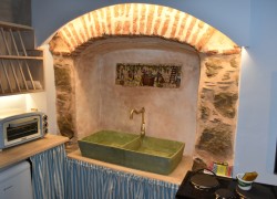 Travertino kitchen double handmade kitchen sink