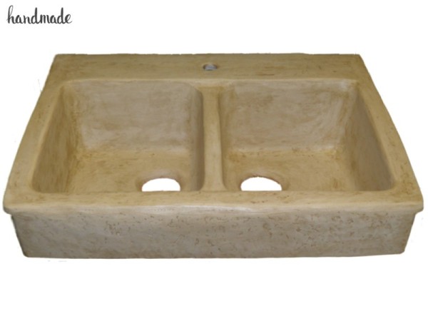 Vintage Handmade Greek Double Travertine Sink