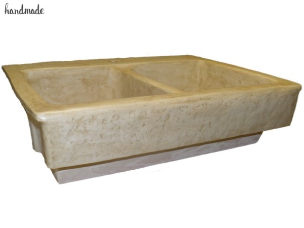 Vintage Handmade Greek Double Travertine Sink