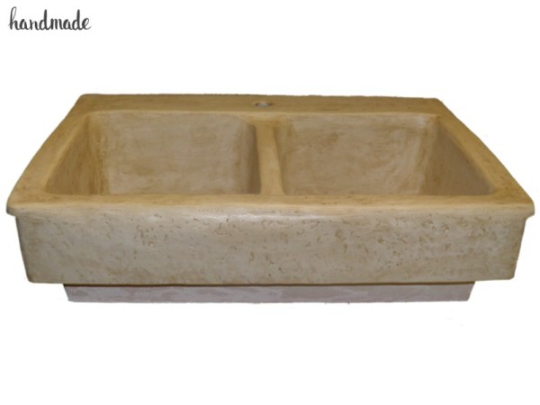 Vintage Handmade Greek Double Travertine Sink
