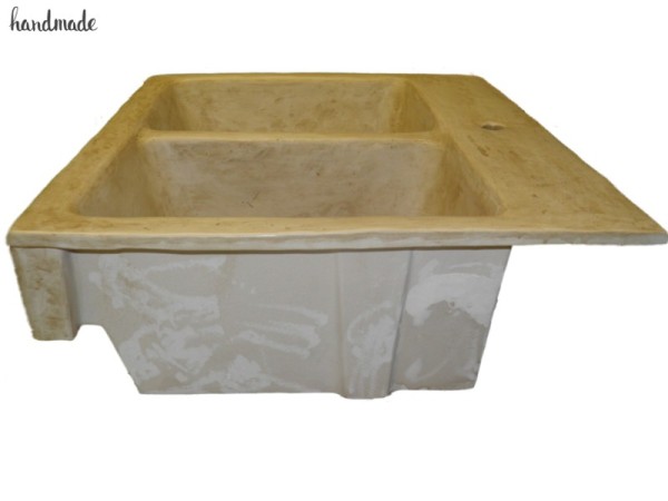 Vintage Handmade Greek Double Travertine Sink