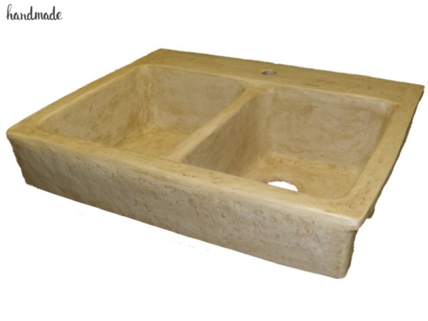 Vintage Handmade Greek Double Travertine Sink