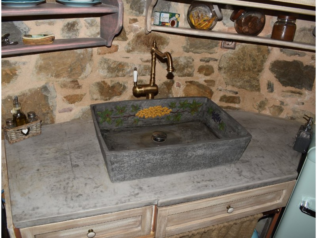 Χειροποίητος Νεροχύτης Επιτραπέζιος Κουζίνας Με Σχέδιο 