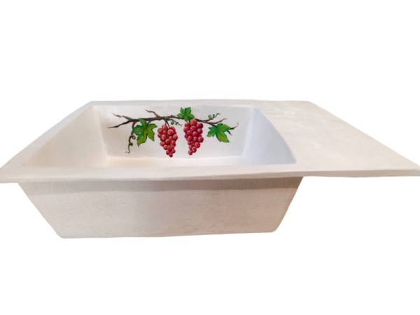 Built in stone kitchen sink with a design!