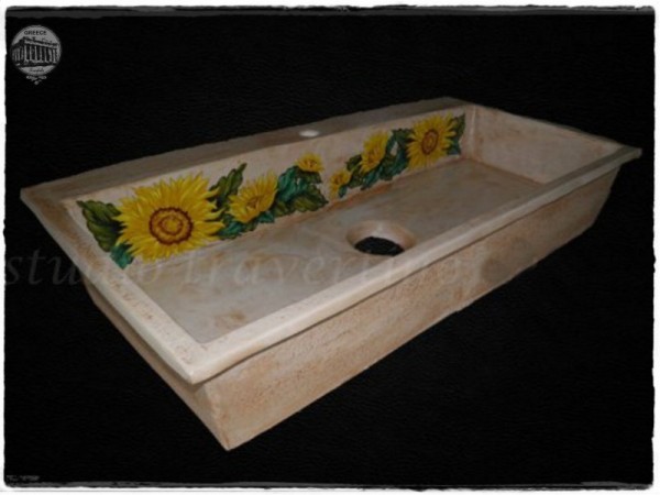 Sunflowers Sinks Travertine Kitchen