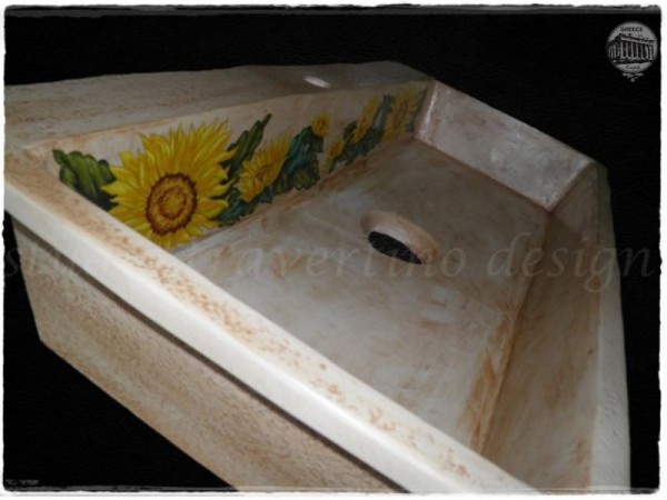 Sunflowers Sinks Travertine Kitchen