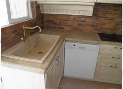 Κουζίνας Πάγκος Πέτρινος Τραβερτίνο Ειδική Κατασκευή Τιμή