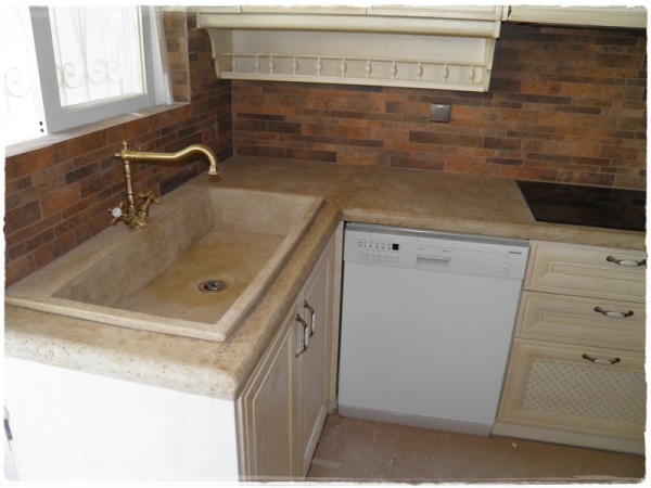 Κουζίνας Πάγκος Πέτρινος Τραβερτίνο Ειδική Κατασκευή Τιμή