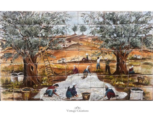 Κουζίνα antique Νεφέλη με πάγκο και πλακάκια τραβερτίνο 