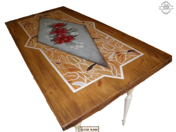 Handmade Aged Wooden Table Kitchen Nelly