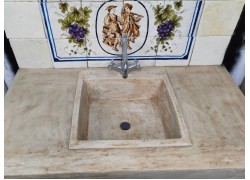 Small Handmade Stone Kitchen Sink 48.5 x 48.5 x 17 cm