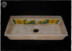 Sunflowers Sinks Travertine Kitchen