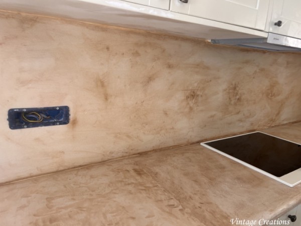 Vintage kitchen composition travertino kitchen counter and backsplash