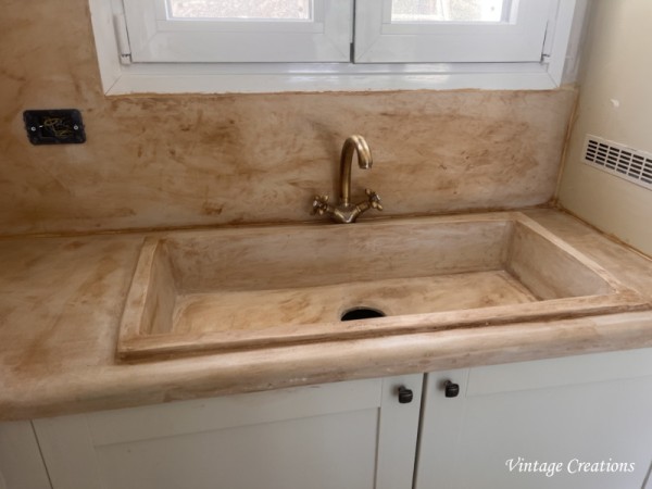 Vintage kitchen composition travertino kitchen counter and backsplash