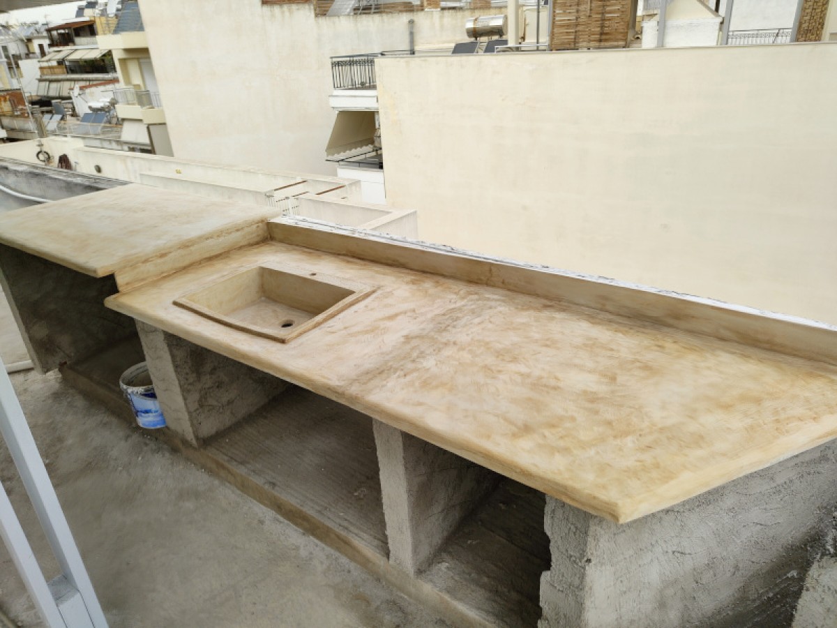 Τραβερτίνο πάγκος χειροποίητος μπάρμπεκιου τιμή 