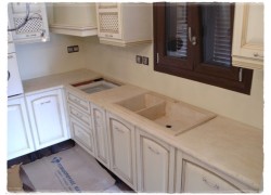 Vintage Κουζίνας Πάγκος Χειροποίητος Φυσικός Μπεζ