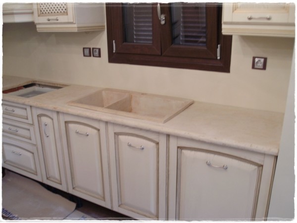 Vintage Κουζίνας Πάγκος Χειροποίητος Φυσικός Μπεζ