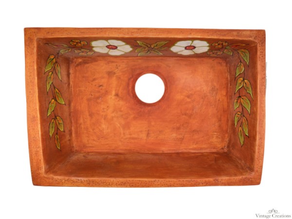 Handmade Rustic Kitchen Sink with Daisies