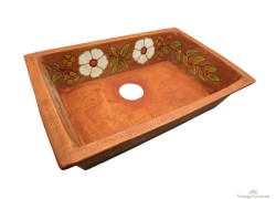 Handmade Rustic Kitchen Sink with Daisies
