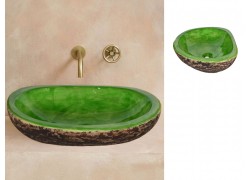 Χειροποίητος Νιπτήρας Μπάνιου Δίας Δίχρωμος πράσινος  καφέ