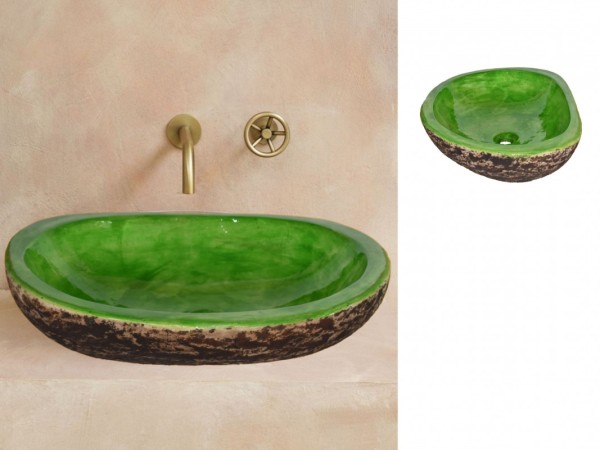 Handmade Zeus Bath Sink Bicolor green  brown