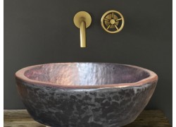 Χειροποίητος Νιπτήρας Μπάνιου  Δίχρωμος Γλαύκη Σομόν Μαύρος