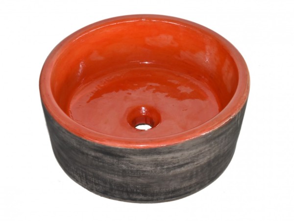 Χειροποίητος Νιπτήρας Μπάνιου Δίχρωμος Μαύρος  Πορτοκαλί Εκάτη