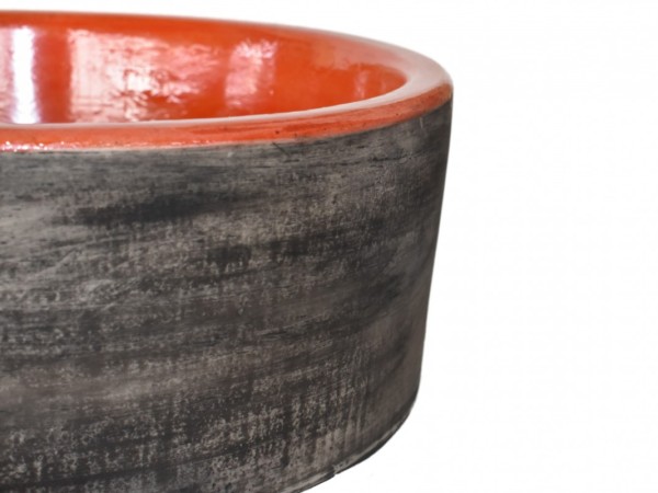 Χειροποίητος Νιπτήρας Μπάνιου Δίχρωμος Μαύρος  Πορτοκαλί Εκάτη