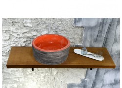 Χειροποίητος Νιπτήρας Μπάνιου Δίχρωμος Μαύρος  Πορτοκαλί Εκάτη