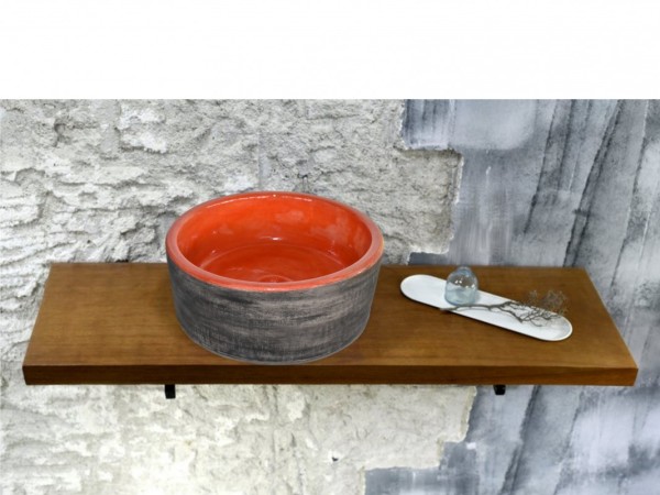 Χειροποίητος Νιπτήρας Μπάνιου Δίχρωμος Μαύρος  Πορτοκαλί Εκάτη