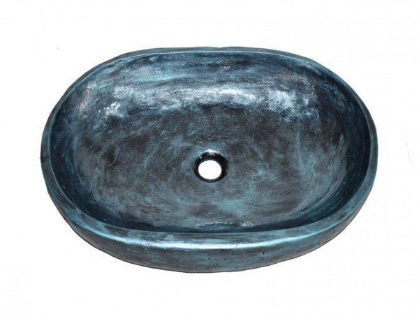 Χειροποίητος Νιπτήρας Μπάνιου Μαύρος Μεταλλιζέ Μπλε Θέτις