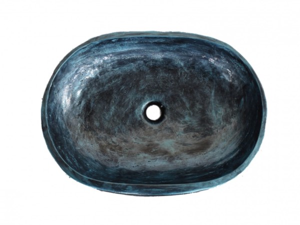 Χειροποίητος Νιπτήρας Μπάνιου Μαύρος Μεταλλιζέ Μπλε Θέτις