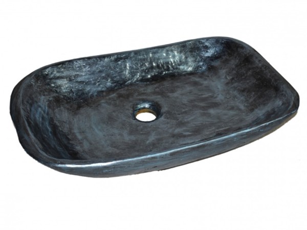 Χειροποίητος Νιπτήρας Μπάνιου Οδυσσέας μαύρος  μεταλλιζέ τυρκουάζ