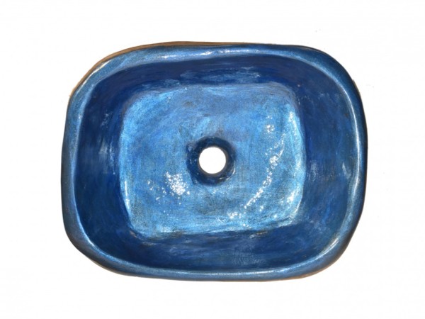 Χειροποίητος Νιπτήρας Μπάνιου Άτλας Δίχρωμος Μπλε - Καφέ