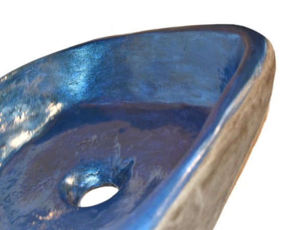 Χειροποίητος Νιπτήρας Μπάνιου Άτλας Δίχρωμος Μπλε - Καφέ