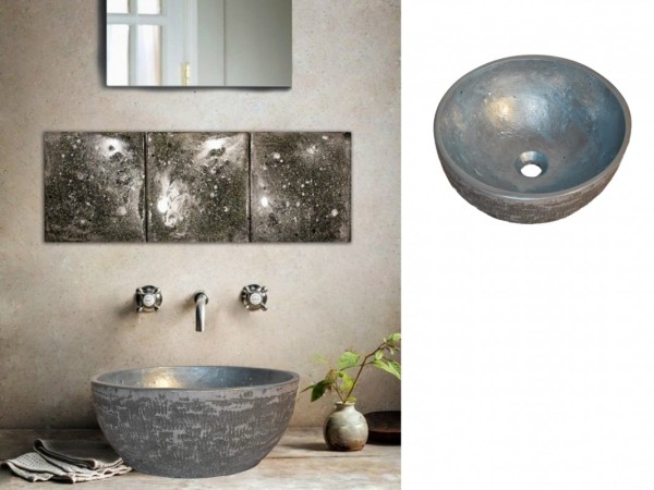 Handmade Washbasin Two-tone Light Gray Theon