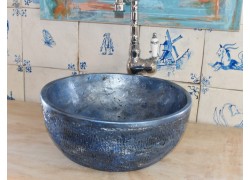 Χειροποίητος Νιπτήρας Θέων Μεταλιζέ Ιριδίζον Μπλε Τίρκουαζ  