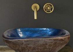 Χειροποίητος Νιπτήρας Μπάνιου Άτλας Δίχρωμος Μπλε - Καφέ