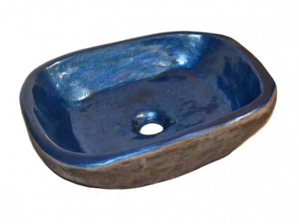 Χειροποίητος Νιπτήρας Μπάνιου Άτλας Δίχρωμος Μπλε - Καφέ