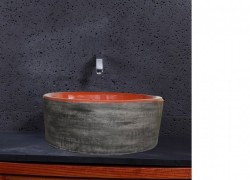 Χειροποίητος Νιπτήρας Μπάνιου Δίχρωμος Μαύρος  Πορτοκαλί Εκάτη