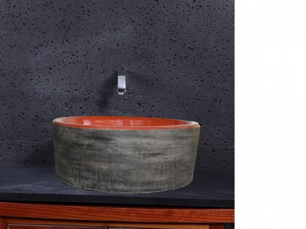 Χειροποίητος Νιπτήρας Μπάνιου Δίχρωμος Μαύρος  Πορτοκαλί Εκάτη