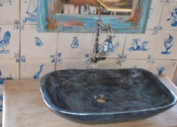 Χειροποίητος Νιπτήρας Μπάνιου Οδυσσέας μαύρος  μεταλλιζέ τυρκουάζ