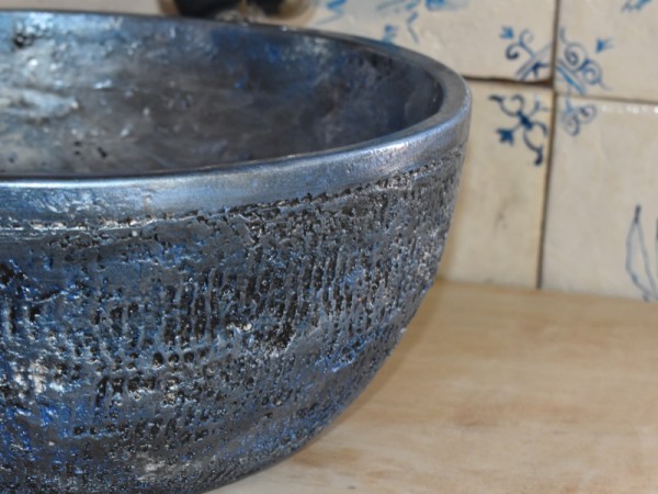 Handmade Metal Sink Iridescent Blue Turquoise