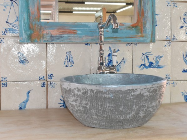 Handmade Washbasin Two-tone Light Gray Theon