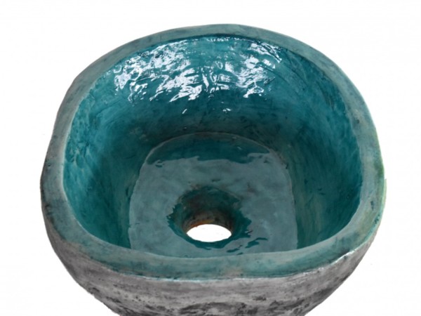 Νιπτήρας Χειροποίητος Νικίας Μαύρος Τυρκουάζ