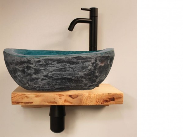 Νιπτήρας Χειροποίητος Νικίας Μαύρος Τυρκουάζ